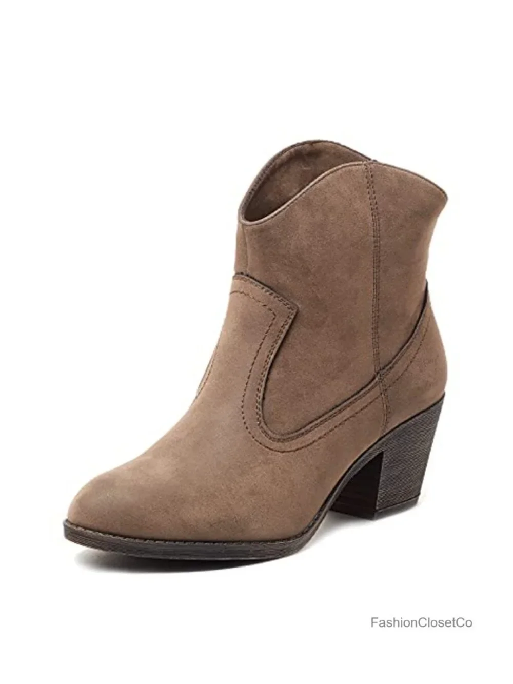 Ankle Western Boot with Stacked Heel and Cushioned Footbed